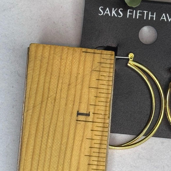 Saks Fifth Ave Gold Tone Hoop Earrings - Picture 4 of 4